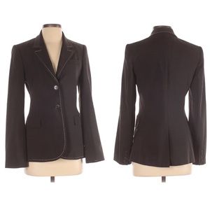 Rebecca Taylor Blazer with Contrast Stitch Brown Jacket 4